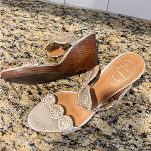 Jack Rogers Lucia Wedge Leather Champagne